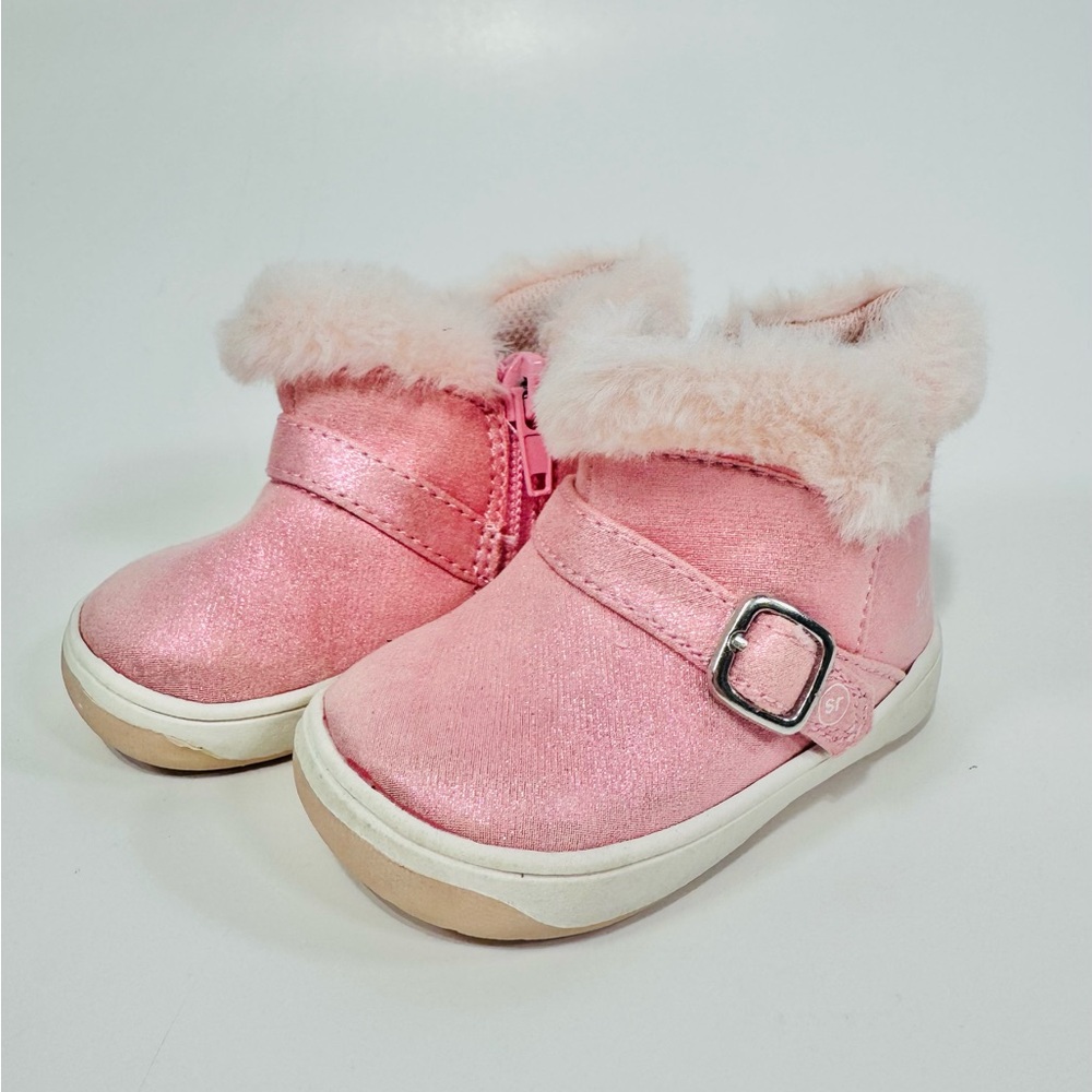 Pink Shimmer Faux Fur Toddler Winter Boots - Surprize by Stride Rite (EU 19)